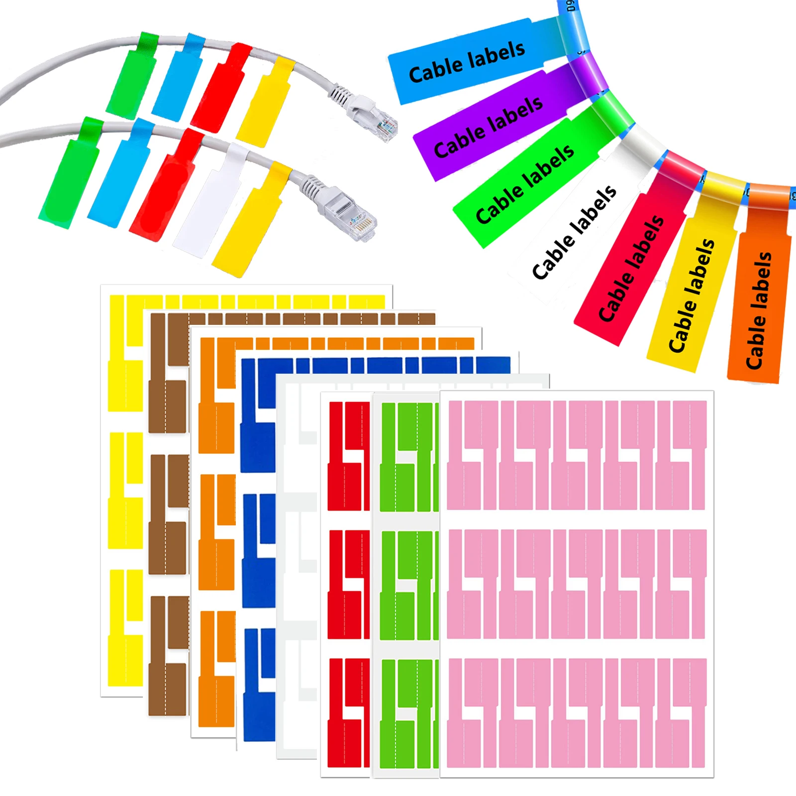 Industrial Laser - 240 stuks zelfklevende kabellabels Kleurrijke waterdichte