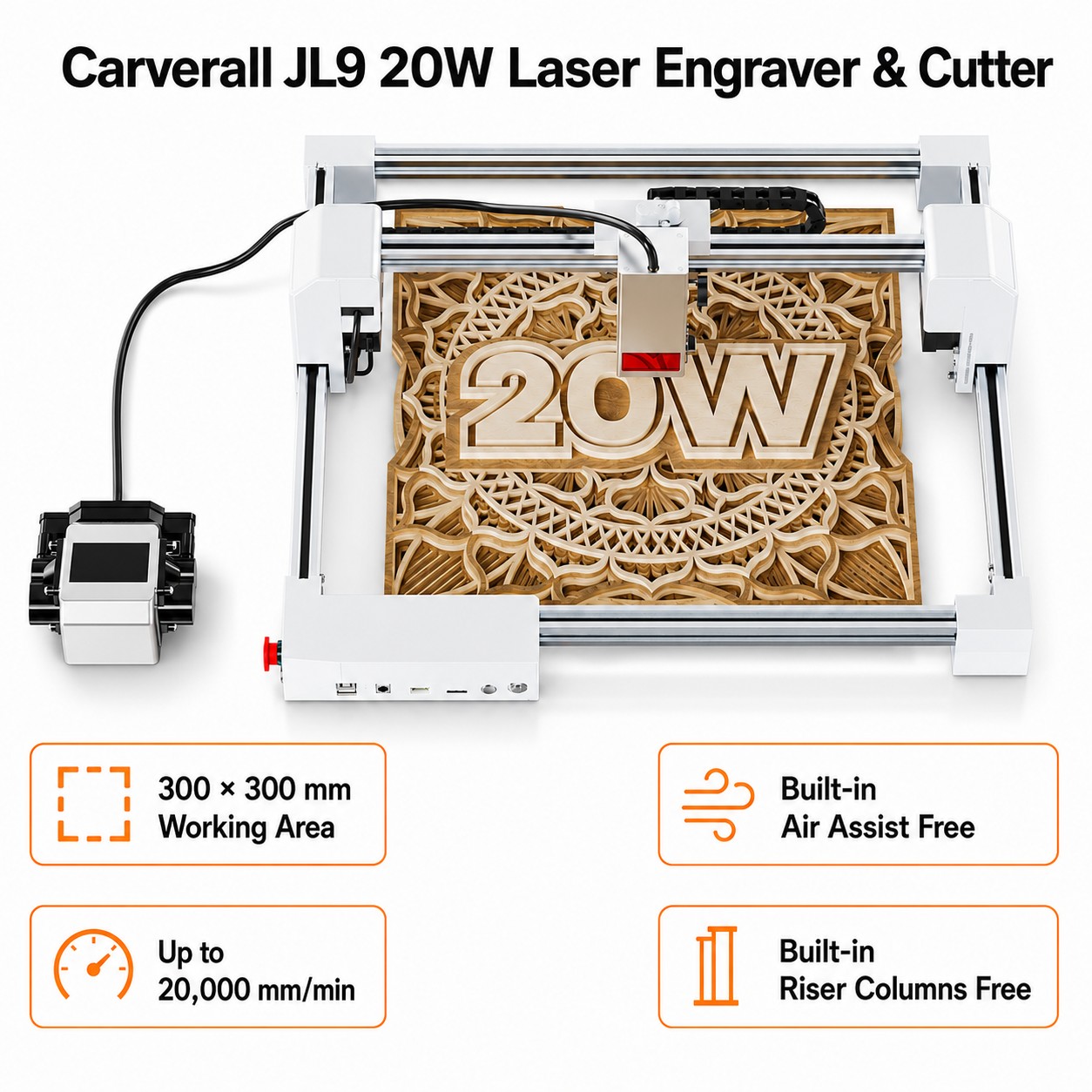 Industrial Laser Cutting - Carverall JL9 20W Lasergraveer- en snijmachine,