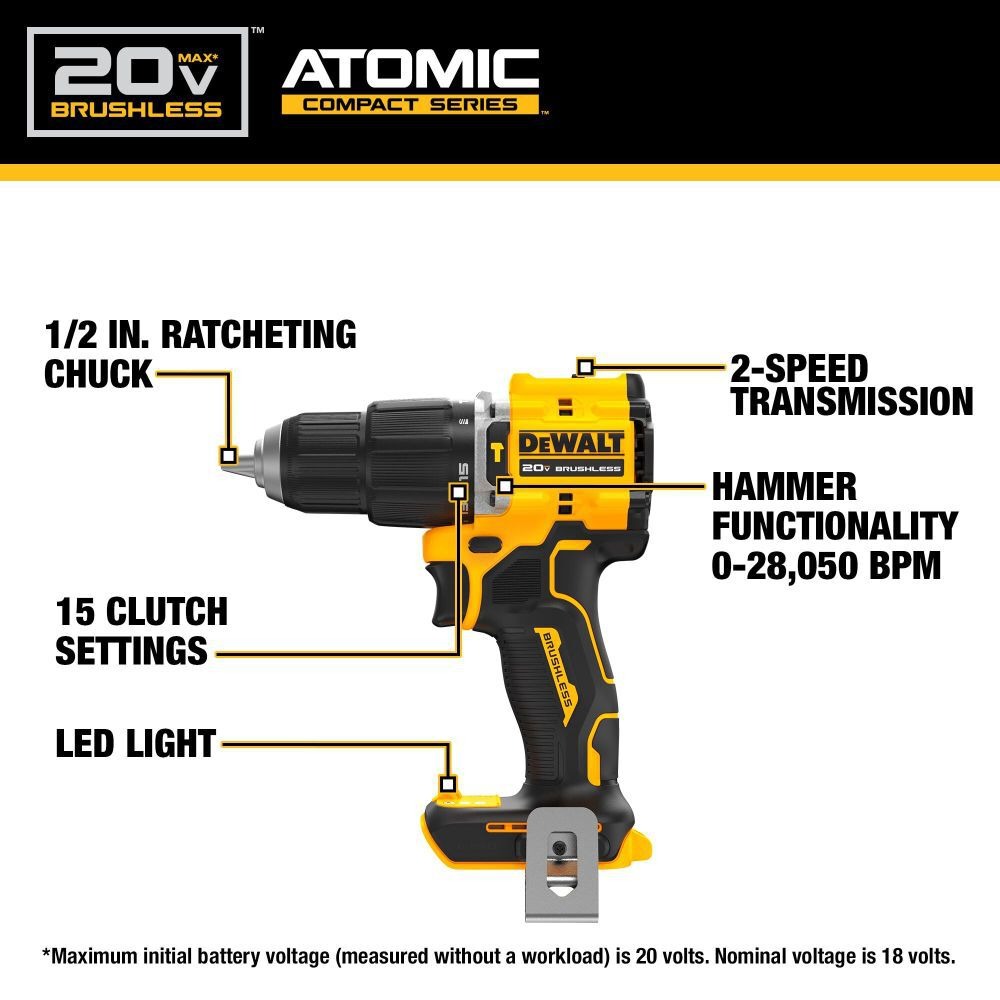 DEWALT DCD799 ATOMIC 20V MAX*  - Dewalt Drill Atomic 20V recensie en prijs