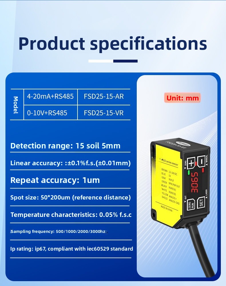Hoge precisie laserverplaatsin - Industrial Laser Displacement Sensor recensie en prijs